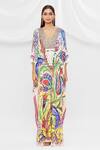 Shop_Pria Kataria Puri_White Crepe Floral Pattern Tassel Sleeve Kaftan_Online_at_Aza_Fashions