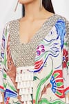 Buy_Pria Kataria Puri_White Crepe Embellished Floral Blunt V Pattern Tassel Sleeve Kaftan  