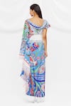 Shop_Pria Kataria Puri_Blue Crepe Embellished Floral Asymmetric Pattern Kaftan  _at_Aza_Fashions