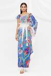 Buy_Pria Kataria Puri_Blue Crepe Embellished Floral Asymmetric Pattern Kaftan  _at_Aza_Fashions