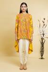 Debyani + Co_Yellow Embroidered Jacket And Pant Set_Online_at_Aza_Fashions