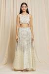 Buy_Izzumi Mehta_Ivory Net Embroidered Floral Round Hand Lehenga Choli Set _Online_at_Aza_Fashions