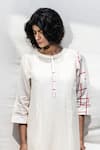 Dhaari_White 50% Silk Handwoven Kurta With Inner _Online_at_Aza_Fashions