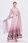 Buy_Nazaakat by Samara Singh_Peach Chanderi Anarkali With Dupatta_Online_at_Aza_Fashions