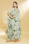 Buy_Arpita Mehta_Beige Crepe Silk Floral Print Cape Style Tunic And Pant Set_Online_at_Aza_Fashions