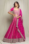 Anushree Reddy_Pink Raw Silk Embroidery Zardozi Square Neck Lehenga Set For Women_Online_at_Aza_Fashions