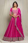 Buy_Anushree Reddy_Pink Raw Silk Embroidery Zardozi Square Neck Lehenga Set For Women_at_Aza_Fashions