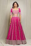 Buy_Anushree Reddy_Pink Raw Silk Embroidery Zardozi Square Neck Lehenga Set For Women_Online_at_Aza_Fashions