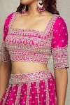 Shop_Anushree Reddy_Pink Raw Silk Embroidery Zardozi Square Neck Lehenga Set For Women_Online_at_Aza_Fashions
