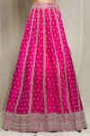Anushree Reddy_Pink Raw Silk Embroidery Zardozi Square Neck Lehenga Set For Women_at_Aza_Fashions