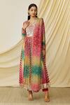 Prisha_Multi Color Silk Printed And Hand Embroidered Floral Anarkali Set _at_Aza_Fashions