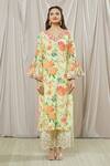 Gopi Vaid_Yellow Tunic - Viscose And Palazzo - Cotton Print & Embroidery Aashna & Set _Online_at_Aza_Fashions
