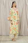 Buy_Gopi Vaid_Yellow Tunic - Viscose And Palazzo - Cotton Print & Embroidery Aashna & Set _Online_at_Aza_Fashions