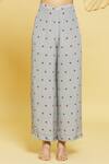 Rajat K Tangri_Gray Crepe Floral Boat Kaftan Tunic And Pant Set _at_Aza_Fashions