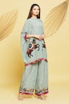 Buy_Rajat K Tangri_Grey Crepe Horse Boat Rider Pattern Kaftan Tunic And Pant Set _Online_at_Aza_Fashions