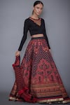 RI.Ritu Kumar_Black Poly Dupion Round Printed Lehenga Set _Online_at_Aza_Fashions