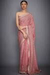 Buy_RI.Ritu Kumar_Pink Silk Chinon Embroidered Saree _at_Aza_Fashions