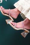 Buy_Tic Tac Toe Footwear_Gold Diamond Embellishment Triangle Block Heels_at_Aza_Fashions