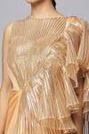 Shop_Amit Aggarwal_Gold Chiffon Embroidered Striped Round Ruffle Gown  _Online_at_Aza_Fashions