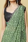 Nupur Kanoi_Green Crepe Print And Embroidery Floral Pre-draped Saree With Blouse  _Online_at_Aza_Fashions