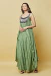 Shop_Nupur Kanoi_Green Silk, Brocade Mirrors, Beads Scoop Neck Embroidered Yoke Jumpsuit_Online_at_Aza_Fashions