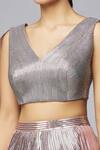 Buy_Amit Aggarwal_Pink Tulle Metallic Striped Lehenga Set_Online_at_Aza_Fashions