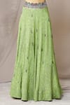 Nupur Kanoi_Green Crepe Print Floral Asymmetric Neck Vine Lehenga And Top Set  _at_Aza_Fashions