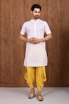 Buy_Aryavir Malhotra_Yellow Cotton Silk Plain Draped Dhoti Pant _at_Aza_Fashions