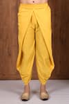 Shop_Aryavir Malhotra_Yellow Cotton Silk Plain Draped Dhoti Pant _at_Aza_Fashions