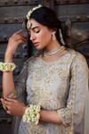 Shop_Kritika Dawar_Ivory Kurta Georgette Embroidery Gota Work Round Sharara Set _at_Aza_Fashions