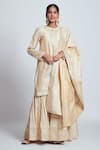 Buy_Sheetal Batra_Beige Chanderi Silk Round Kurta Sharara Set _at_Aza_Fashions