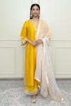 Buy_Sheetal Batra_Yellow Silk Chanderi Choga Kurta Set_at_Aza_Fashions