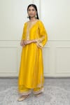 Sheetal Batra_Yellow Silk Chanderi Choga Kurta Set_Online_at_Aza_Fashions