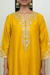 Buy_Sheetal Batra_Yellow Silk Chanderi Choga Kurta Set_Online_at_Aza_Fashions