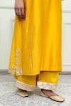 Shop_Sheetal Batra_Yellow Silk Chanderi Choga Kurta Set_Online_at_Aza_Fashions