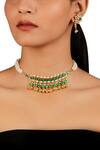 Buy_Namasya_Gold Plated Pearls, Beads Kundan Pendant Choker Set _at_Aza_Fashions