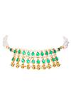 Namasya_Gold Plated Pearls, Beads Kundan Pendant Choker Set _Online_at_Aza_Fashions