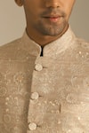 Shop_Dhruv Vaish_Beige Silk Embroidered Sherwani Set _Online_at_Aza_Fashions