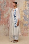 Devnaagri_White Chanderi Round Kurta Set _Online_at_Aza_Fashions