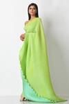 Kiran Uttam Ghosh_Green Pleated Saree_Online_at_Aza_Fashions