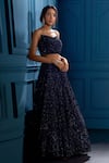 Buy_Angad Singh_Blue Net Interlining Satin V Neck Embroidered Blouse And Lehenga Set _at_Aza_Fashions