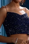 Angad Singh_Blue Net Interlining Satin V Neck Embroidered Blouse And Lehenga Set _at_Aza_Fashions