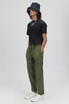 Buy_Terra Luna_Green 100% Organic Handloom Oxford Cotton Printed Moon Bloom Idle Pant _at_Aza_Fashions