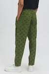 Shop_Terra Luna_Green 100% Organic Handloom Oxford Cotton Printed Moon Bloom Idle Pant _at_Aza_Fashions