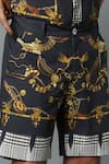 Shop_House Of Three_Black Cotton Linen Jewel Dravida Print Shorts _Online_at_Aza_Fashions