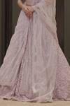 Shop_Kalighata_Purple Net Floral Sweetheart Neck Embroidered Bridal Lehenga Set_Online_at_Aza_Fashions