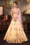 Buy_Laxmishriali_Yellow Lehenga And Blouse - Dupion & Embroidery Digital Plunge & Set _at_Aza_Fashions