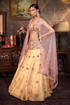 Laxmishriali_Yellow Lehenga And Blouse - Dupion & Embroidery Digital Plunge & Set _Online_at_Aza_Fashions