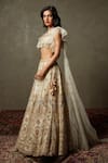 RI.Ritu Kumar_White Blouse Organza And Polyester Net, Lehenga Embroidered & Set _at_Aza_Fashions