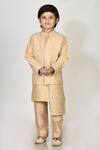 Buy_Arihant Rai Sinha_Beige Handloom Silk Bundi And Kurta Set For Boys_at_Aza_Fashions